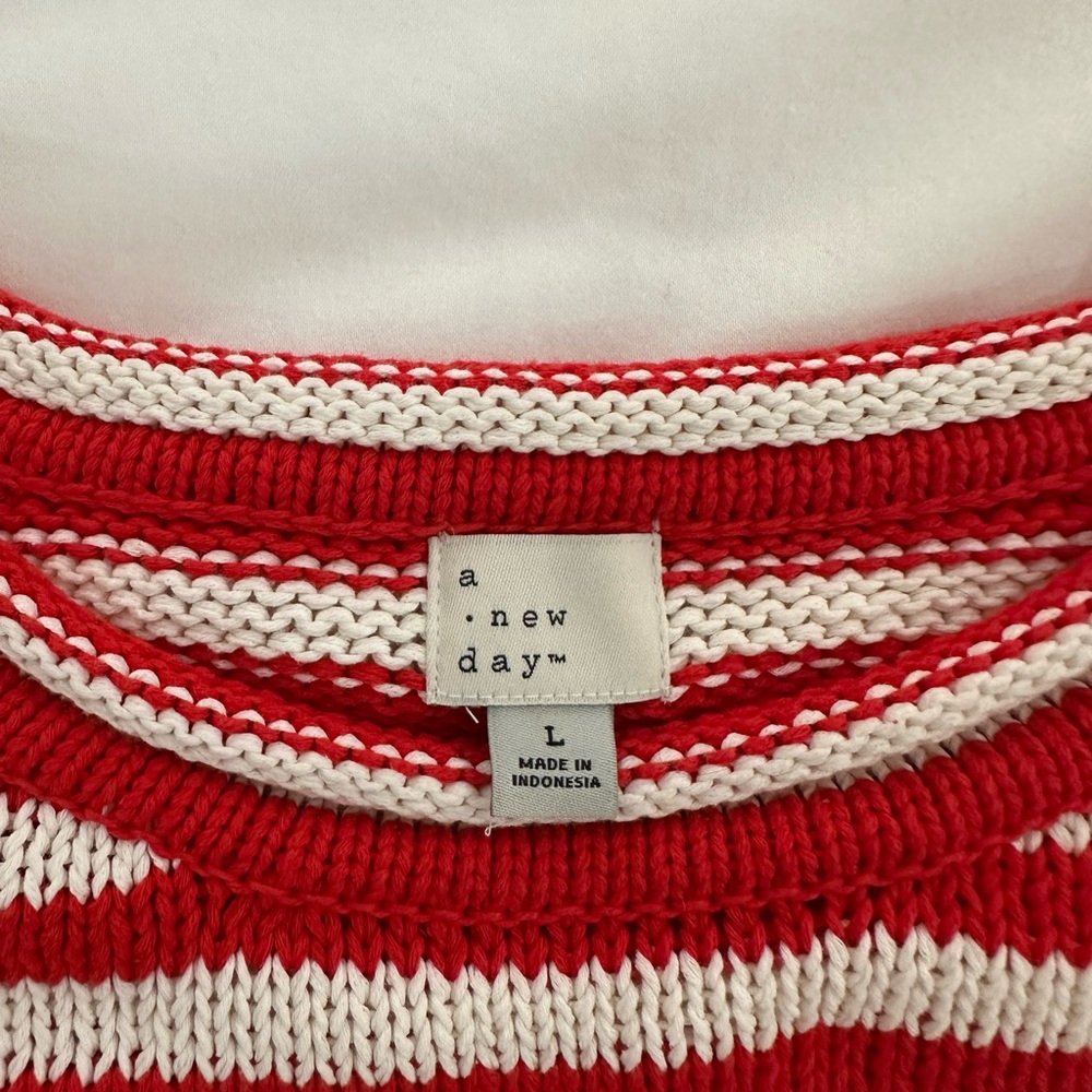 A New Day Red and White Knit Sweater